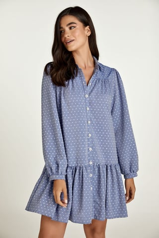 Vestido Bordado Estilo Denim con Botones