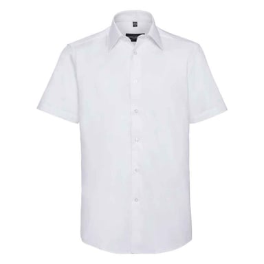 Russell Collection Mens Oxford Tailored Short-Sleeved Shirt (White)