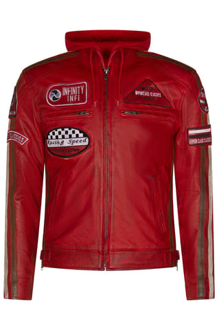Chaqueta de motociclista de cuero con capucha para hombre - Detroit