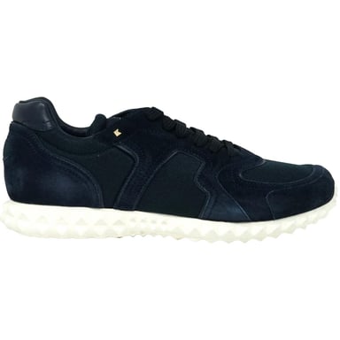 Zapatillas de ante azul marino de corte bajo Valentino Garavani