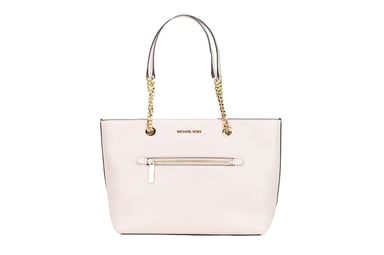 Bolso Tote De Cadena Con Cremallera Frontal Mediana En Piel Ruborizada En Polvo