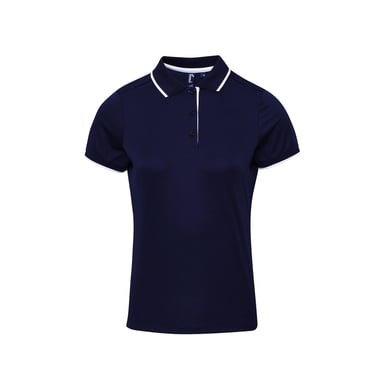 Premier Womens/Ladies Contrast Coolchecker Polo Shirt (Navy/White)
