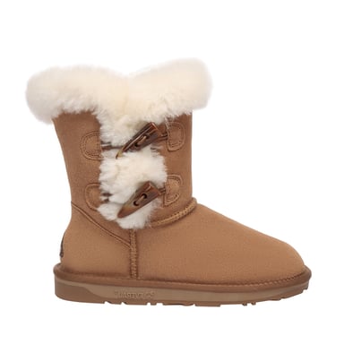 EVER AU Botas cortas con botón de palanca de cuerno para mujer-STORK
