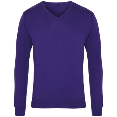 Premier Mens V-Neck Knitted Sweater (Purple)