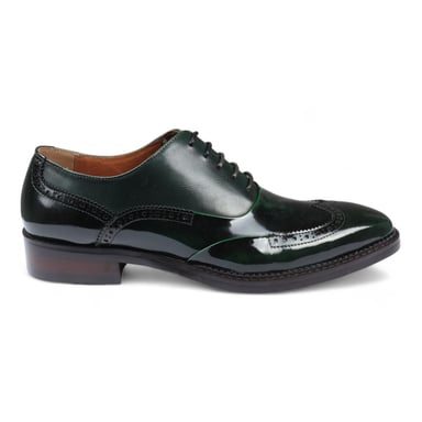 Zapatos formales brogue de piel de charol verde para hombre de Justin Reess - Harry