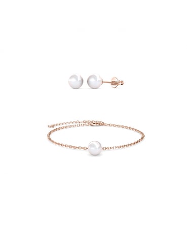 Conjunto de perlas de cristal de luna llena - Oro rosa y cristal