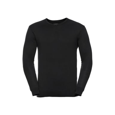 Russell Collection Mens Cotton Acrylic V Neck Sweatshirt (Black)