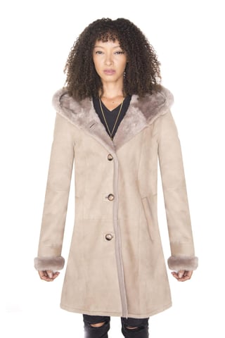 Parka de piel de oveja merino de ante para mujer - Tripoli