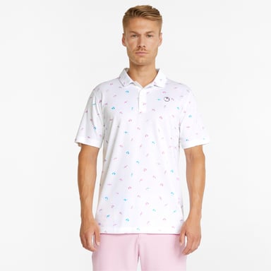 Puma x Arnold Palmer Manija corta Coloque White White Mens Bailing Umbrellas Golf Polo 533021 01