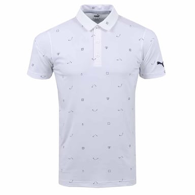 Puma CloudPsun H8 Coloque con cuello corto Blackwhite Men Golf Polo Camisa 533855 01