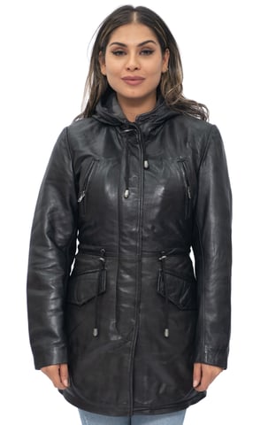 Parka de cuero con capucha para mujer - Bucarest