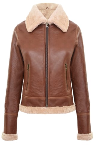 Chaqueta de aviador de piel de oveja B3 color tostado para mujer - Kano