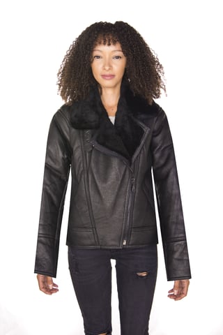 Chaqueta de aviador de piel de oveja B3 para mujer - Bérgamo