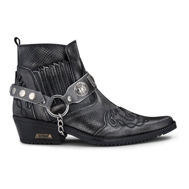 Botines de piel estilo vaquero Winklepicker de piel de serpiente gris para hombre