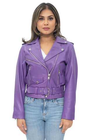 Chaqueta de cuero de vaca Brando para mujer, estilo motero, Murcia