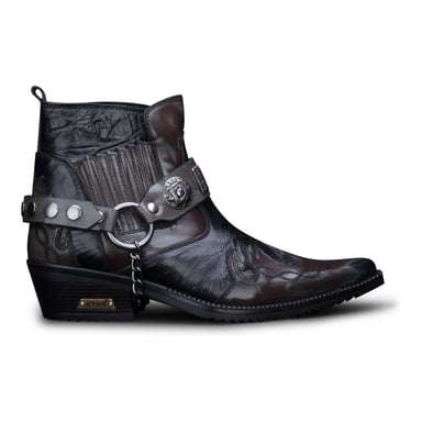 Botines de piel de serpiente marrón estilo vaquero Winklepicker para hombre