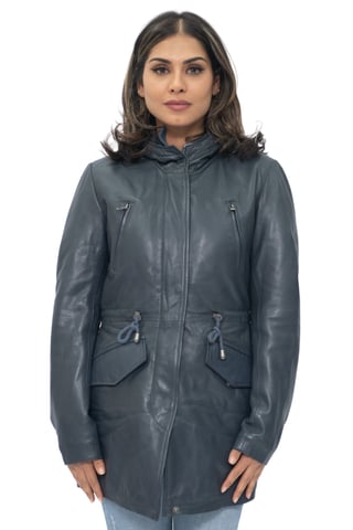 Parka de cuero con capucha para mujer - Bucarest