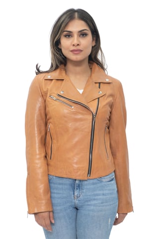 Chaqueta clásica de cuero para mujer de Brando Biker - Baku