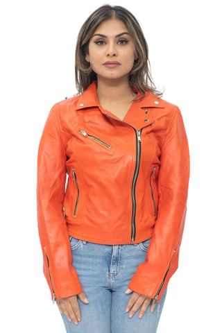 Chaqueta clásica de cuero para mujer de Brando Biker - Baku