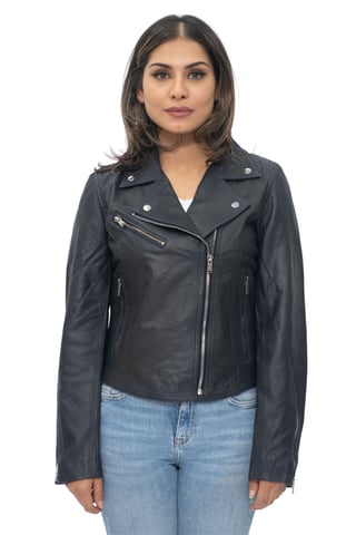 Chaqueta clásica de cuero para mujer de Brando Biker - Baku