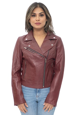 Chaqueta clásica de cuero para mujer de Brando Biker - Baku