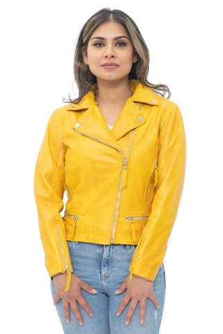 Chaqueta de cuero estilo motero para mujer - Estocolmo
