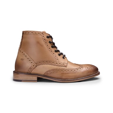 Botines brogue Gatsby de piel color tostado Oxford clásicos para hombre