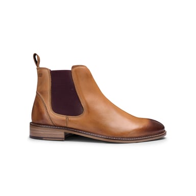 Botas Chelsea clásicas de cuero color canela para hombre