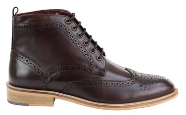 Botines Oxford Brogue clásicos para hombre en piel marrón
