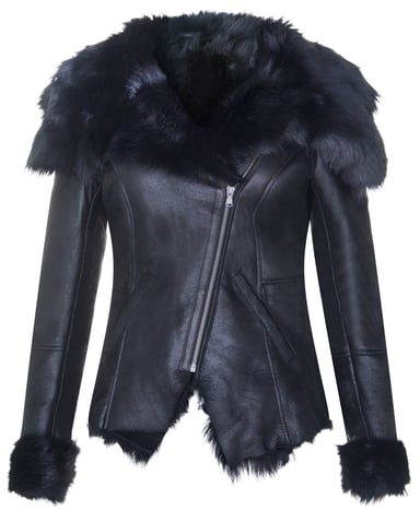 Chaqueta de motociclista de piel de oveja Toscana para mujer - Apopa