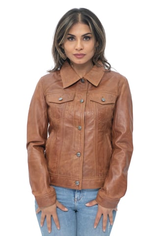 Chaqueta vaquera de cuero para mujer - Anderlecht