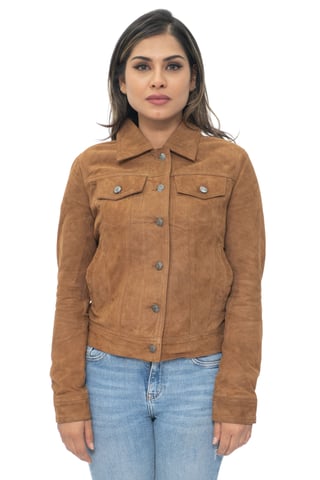 Chaqueta vaquera estilo camionero de ante de cabra para mujer - Astoria