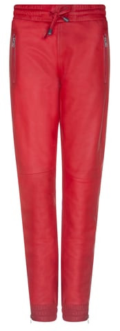 Pantalones joggers de piel napa roja para mujer