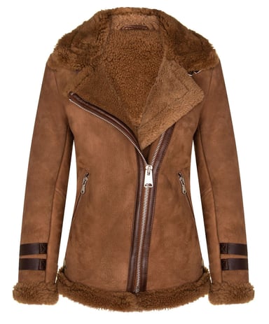 Chaqueta de motociclista de piel de oveja para mujer - Alamar
