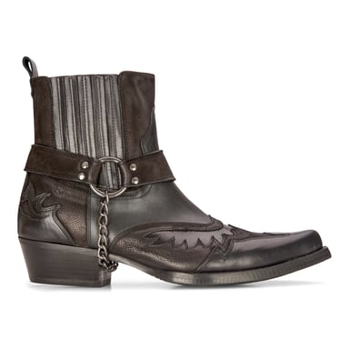 Botas vaqueras de cuero para hombre, estilo motero cubano, color negro y marrón, Winklepicker Western