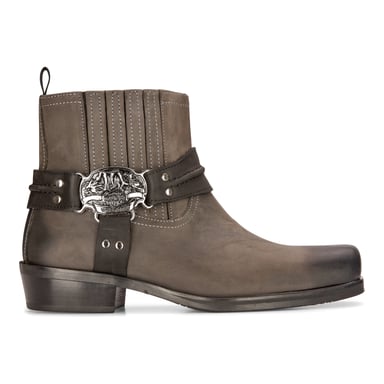 Botas vaqueras de cuero para hombre, botines de caza con punta cuadrada y estilo motero marrón