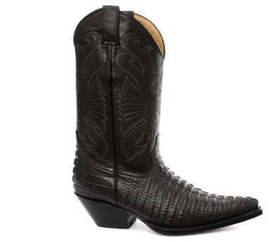 Botas vaqueras de cuero negro Grinders – Carolina