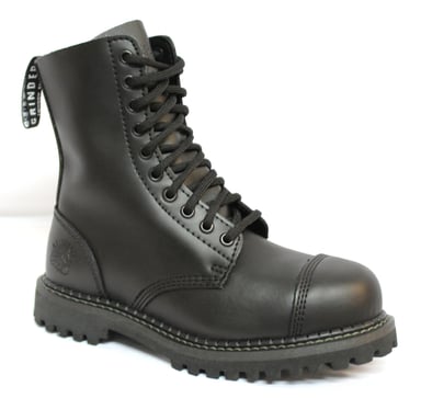 Botas militares punk de seguridad unisex con puntera de acero y punta de acero de Grinders Stag CS en color negro