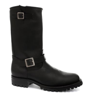 Botas de combate occidentales de cuero negro Grinders para hombre - Wild One