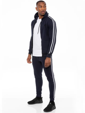 Enzo | Conjunto de chándal con capucha y cremallera para hombre - Azul marino