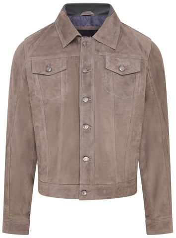 Chaqueta de cuero de ante de cabra gris para hombre - Nurmes