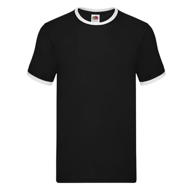 Fruit of the Loom Mens Ringer Contrast T-Shirt (Black/White)
