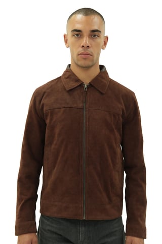 Chaqueta Harington de piel de ante de cabra estilo retro para hombre - Zurich