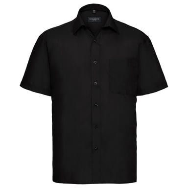 Russell Collection Mens Poplin Easy-Care Short-Sleeved Shirt (Black)