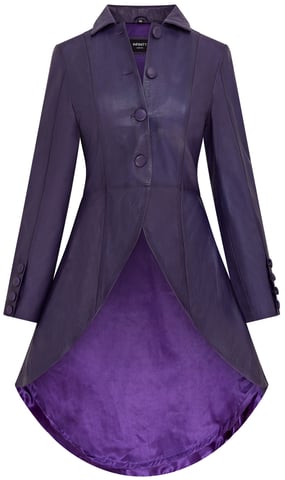 Abrigo largo de cuero victoriano gótico morado para mujer - Vantaa