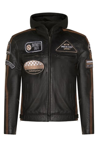 Chaqueta de motociclista de cuero con capucha para hombre - Detroit