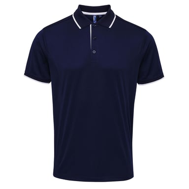 Premier Mens Contrast Coolchecker Polo Shirt (Navy/White)