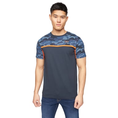 Crosshatch Mens Brightling Camo T-Shirt (Navy)