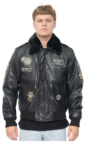 Chaqueta de aviador de cuero de la Fuerza Aérea de EE. UU. para hombre - Wellington