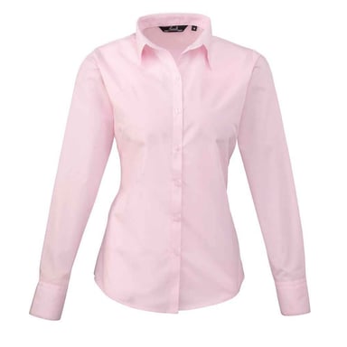 Premier Womens/Ladies Long-Sleeved Shirt (Pink)